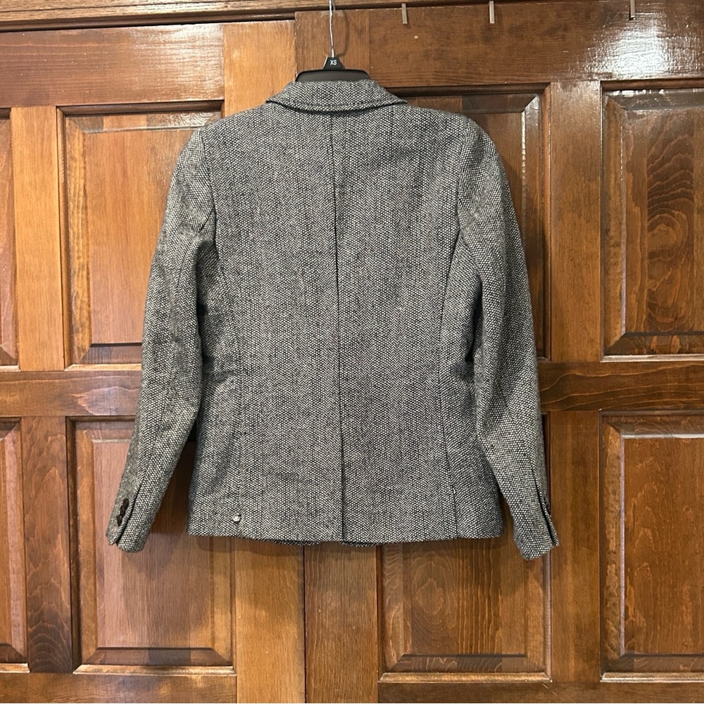 Scotch & Soda Girls Sz 14 Wool Blend Herringbone Tweed Blazer Jacket Pink Floral - Picture 3 of 10